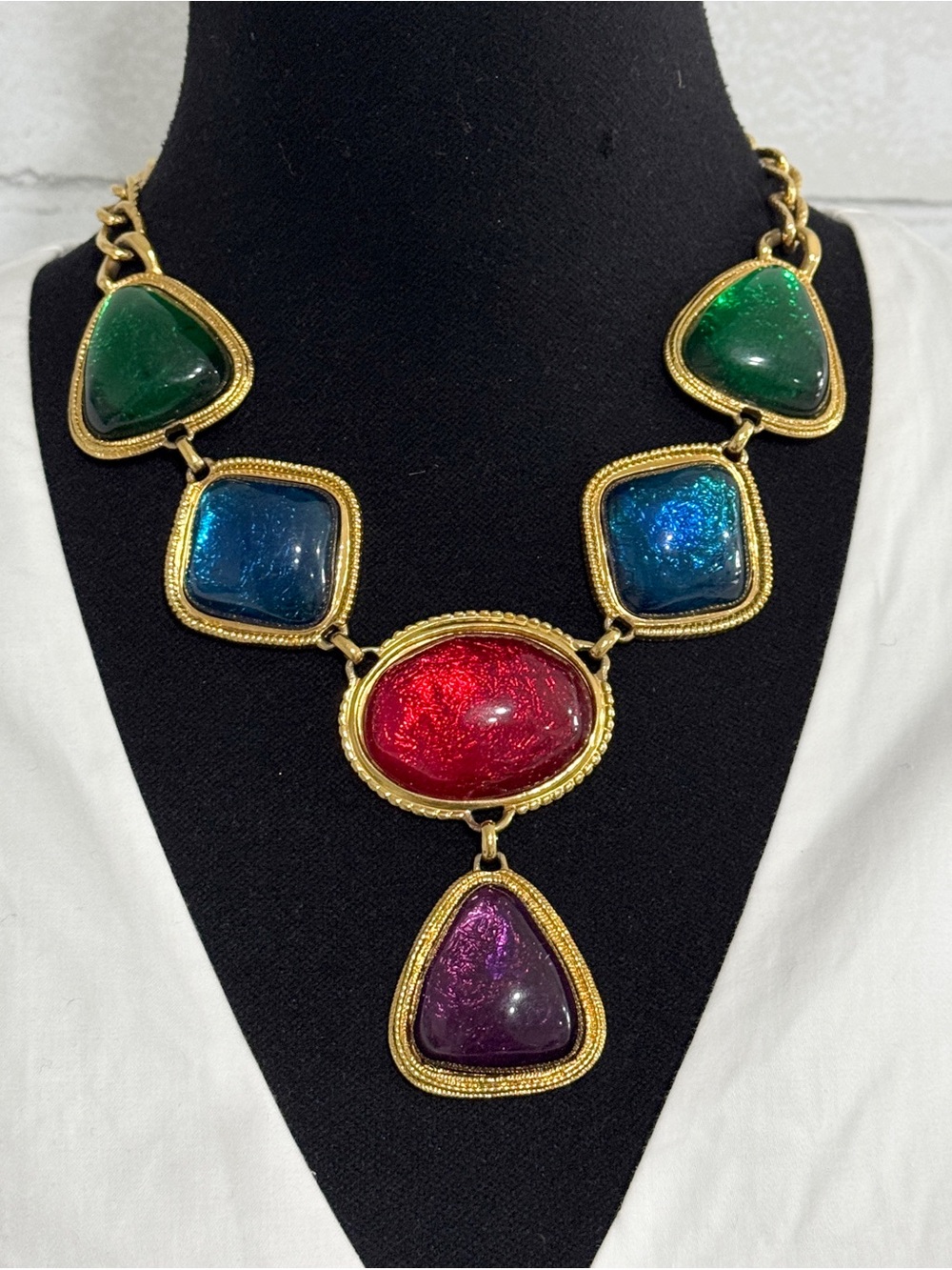 VTG 90s KJL for Avon Kenneth Jay Lane Caprianti Jewel Tone Statement Necklace - Picture 12 of 12